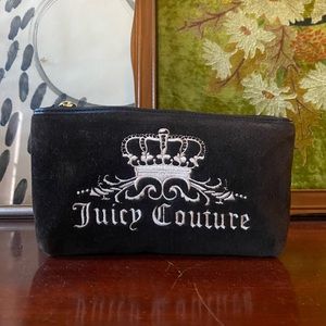 Juicy Couture Black Embroidered Vintage Velour Make Up Bag